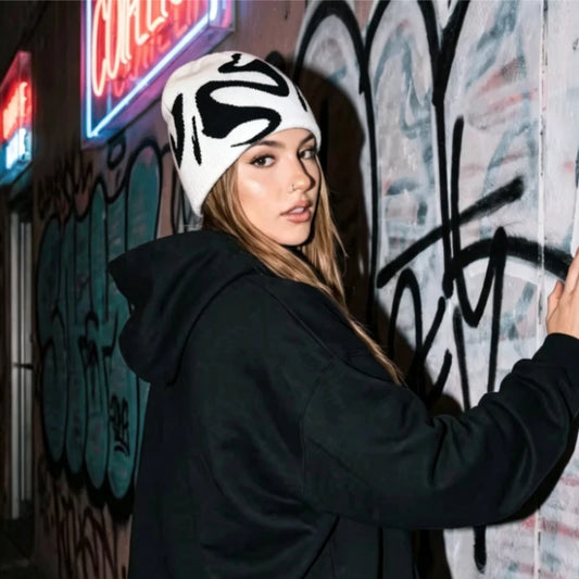 Abstract Graphic Knit Beanie
