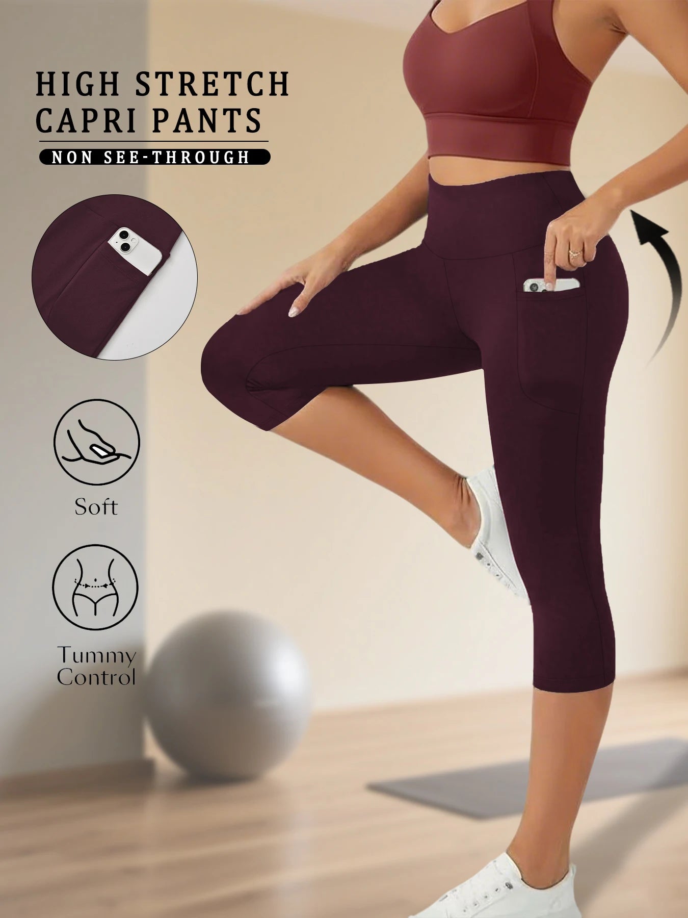 High Waist Pocket Capris