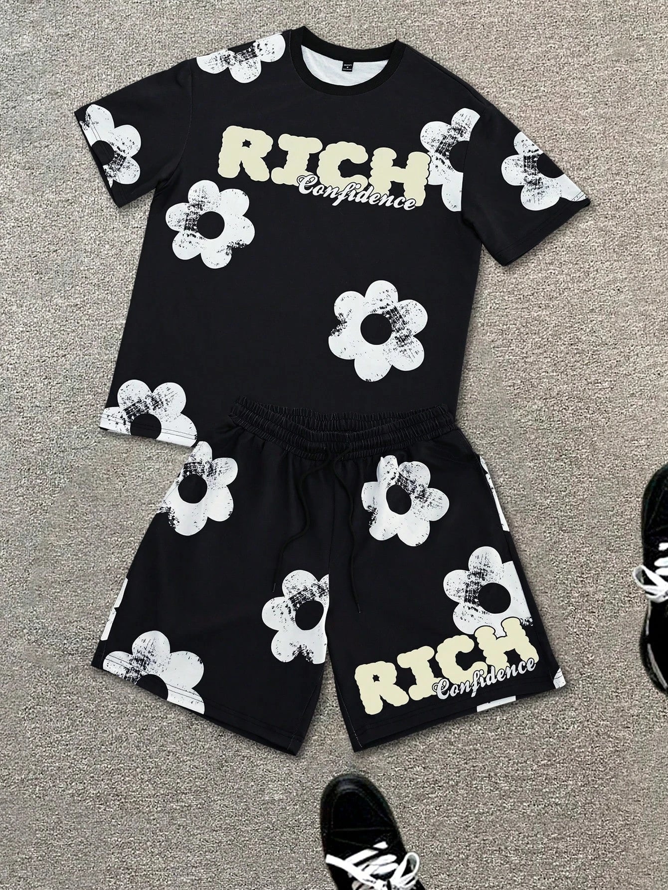 Floral Graphic O-Neck Shorts Set