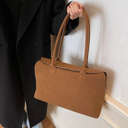 Faux Suede Business Shoulder Bag