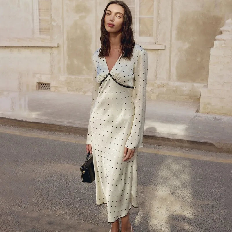 High-Waist Polka Dot Dress