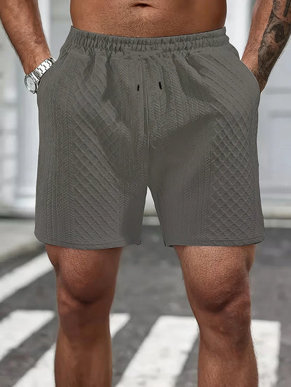 Textured Knit Elastic Waist Shorts