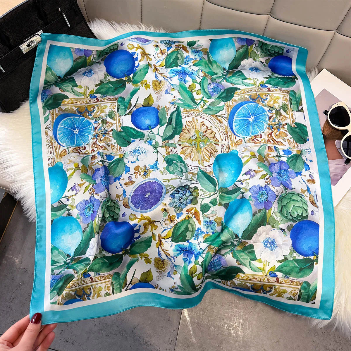 Fruit Print Korean Square Scarf