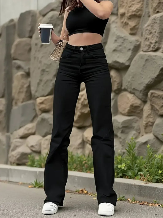 Black Butt-Lift Straight Jeans