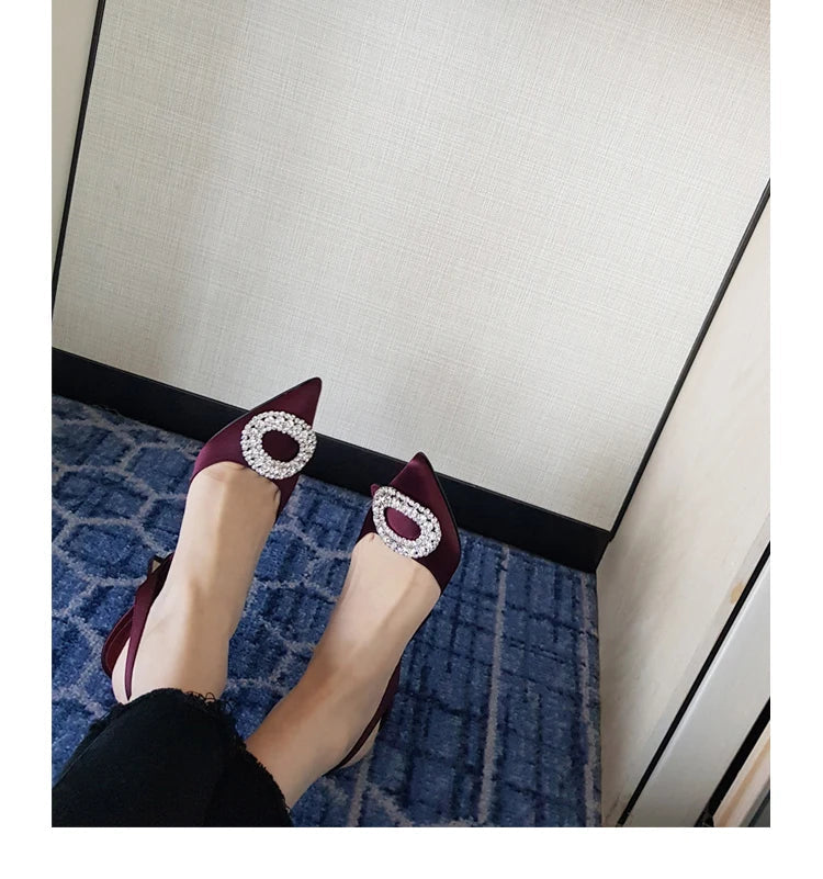Wine Red Stiletto Sandals