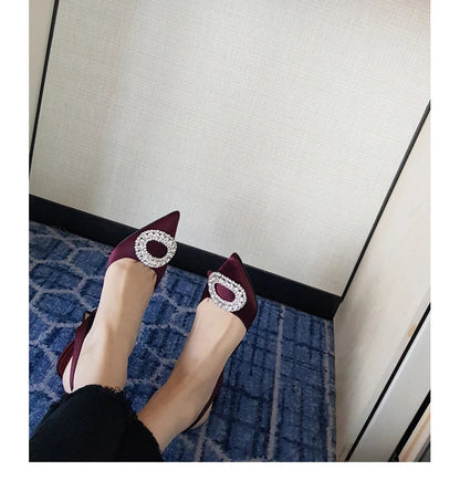 Wine Red Stiletto Sandals