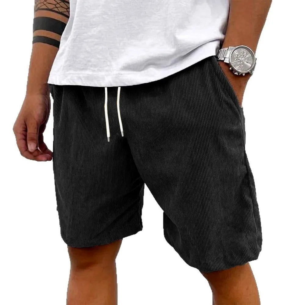 Corduroy Drawstring Casual Shorts