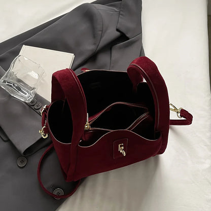 Frosted Suede Bucket Bag