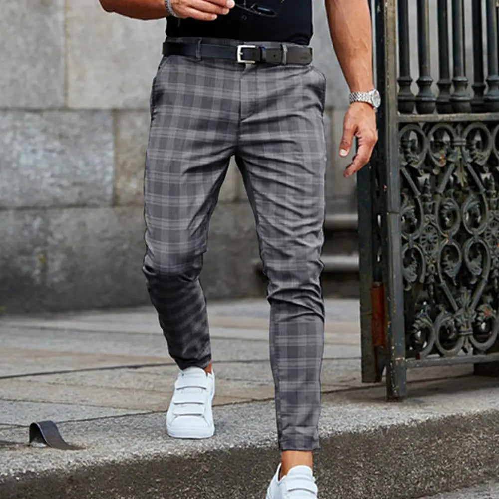 Vintage Checkered Cotton Pencil Pants