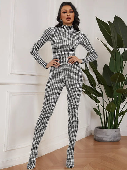 Turtleneck Patchwork Jumpsuit