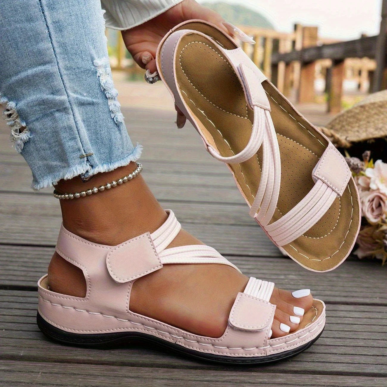 Cross Strap Platform Sandals