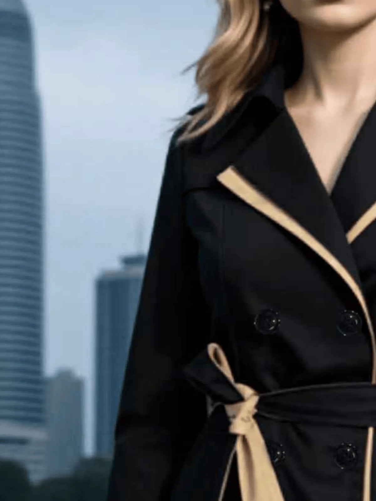 Thin Double-Breasted Trench Coat
