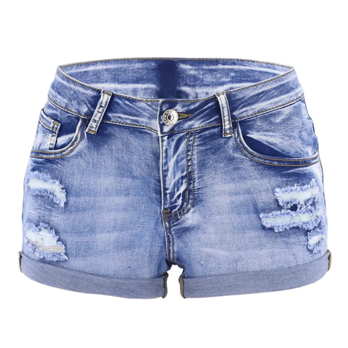 Mid-Waist Button-Fly Denim Shorts