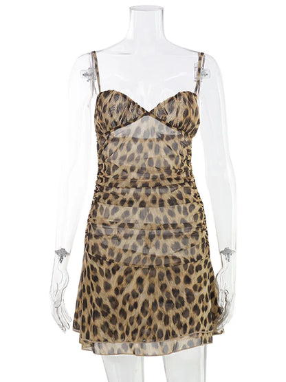 Leopard Print Camisole Mini Dress