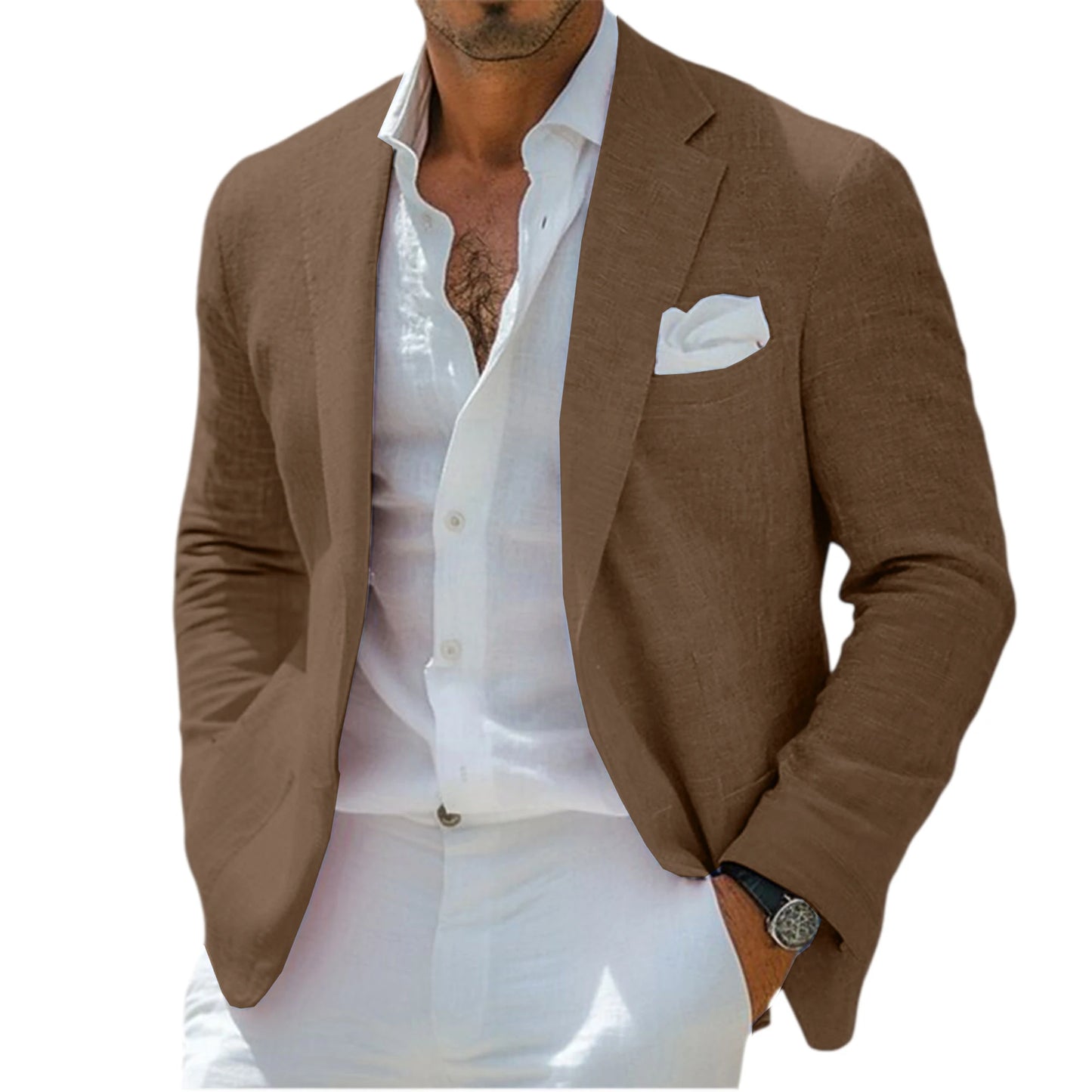 Linen Blend Notch-Lapel Sport Coat