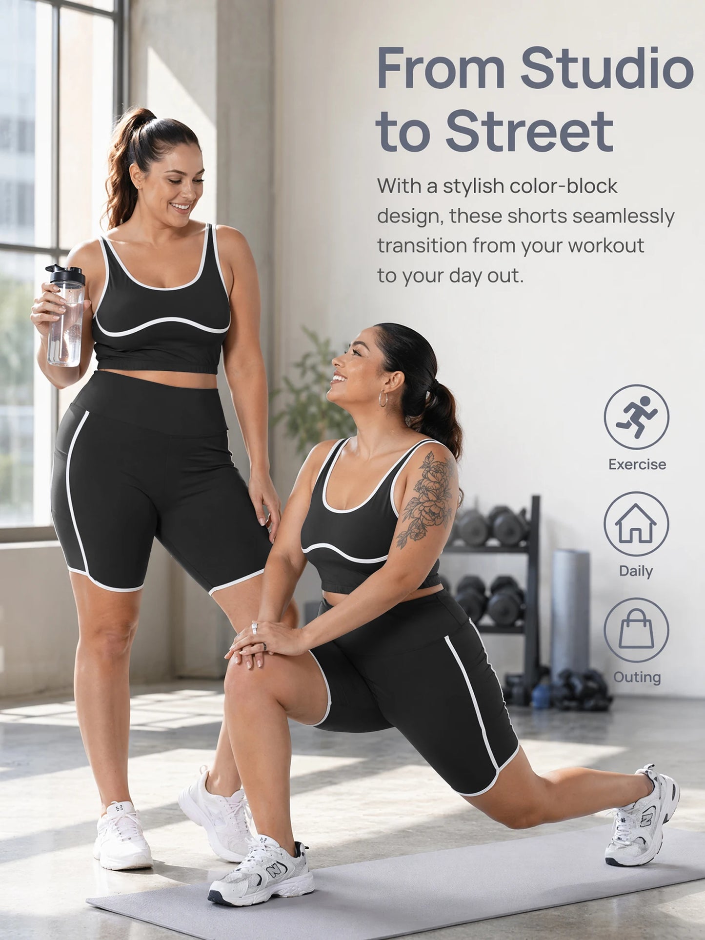 Plus Size Biker Shorts Set