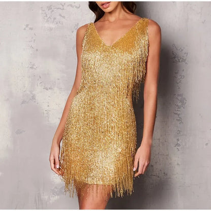 Sequins Feather Mini Spaghetti Dress