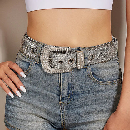 Rhinestone PU Belt