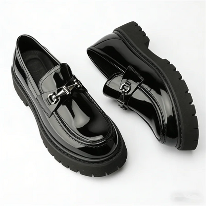 Leather Chunky Metal Shoes