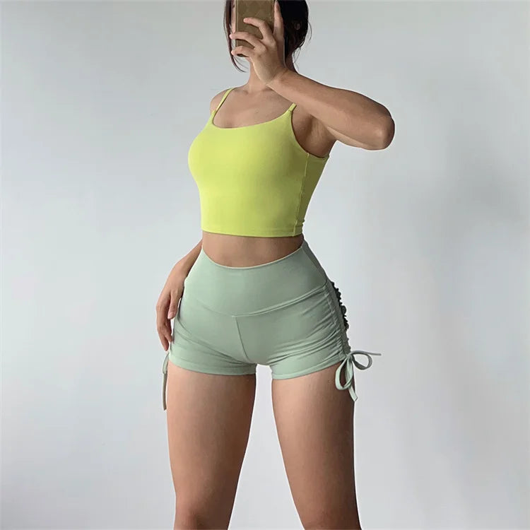 Ruched High-Waist Yoga Shorts