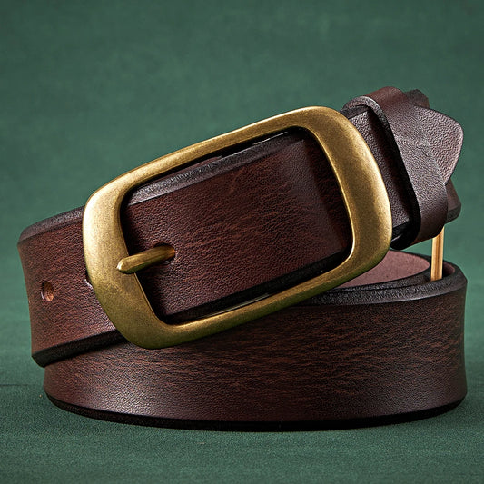 Brass Buckle Leather Belt