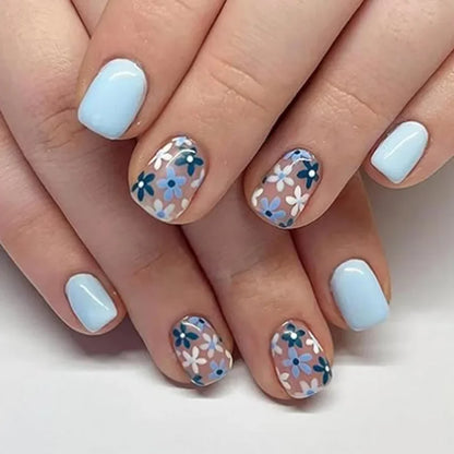 Pink Floral Press Nails
