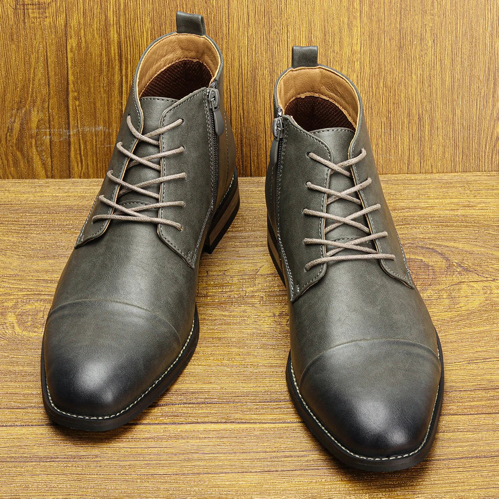 Leather Ankle Zip Boots