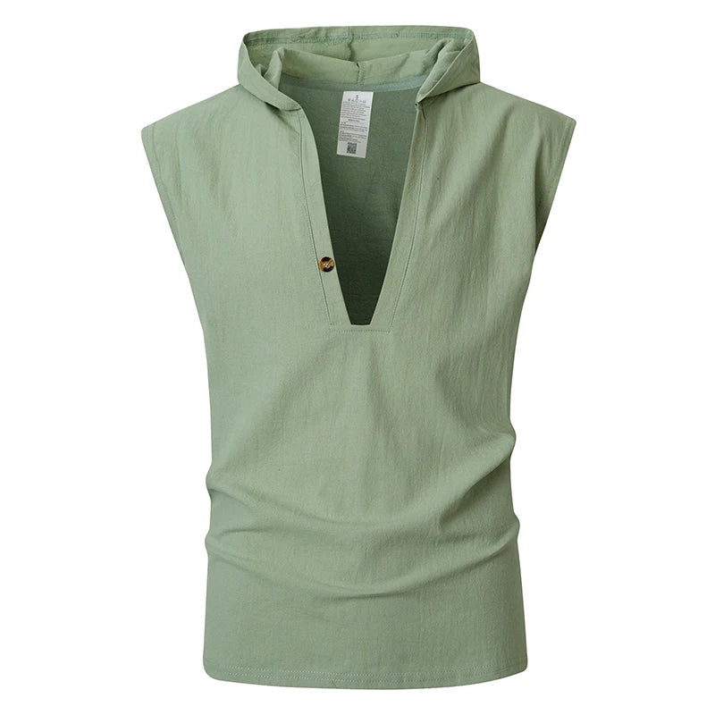Hooded Button Beach Tank Top