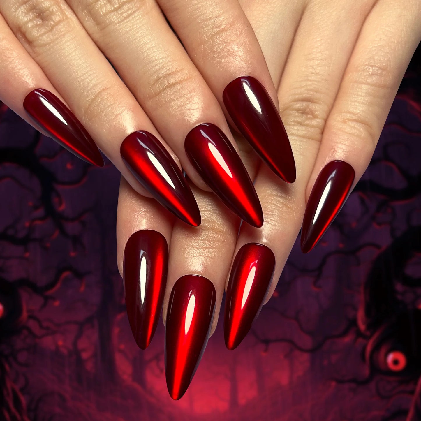 Almond Red Press Nails