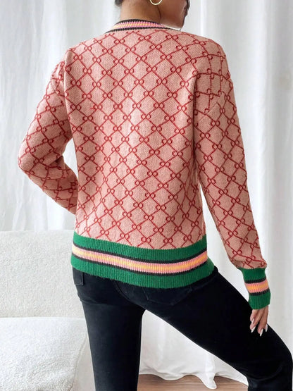Diamond Print Knit Sweater
