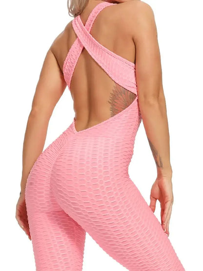 Backless Halter Fitness Jumpsuit