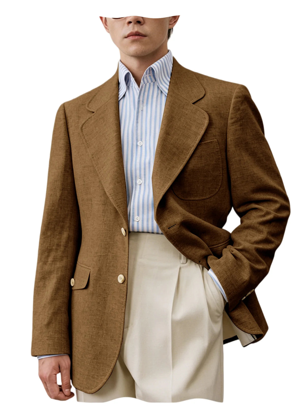 Linen Notch-Lapel Casual Blazer