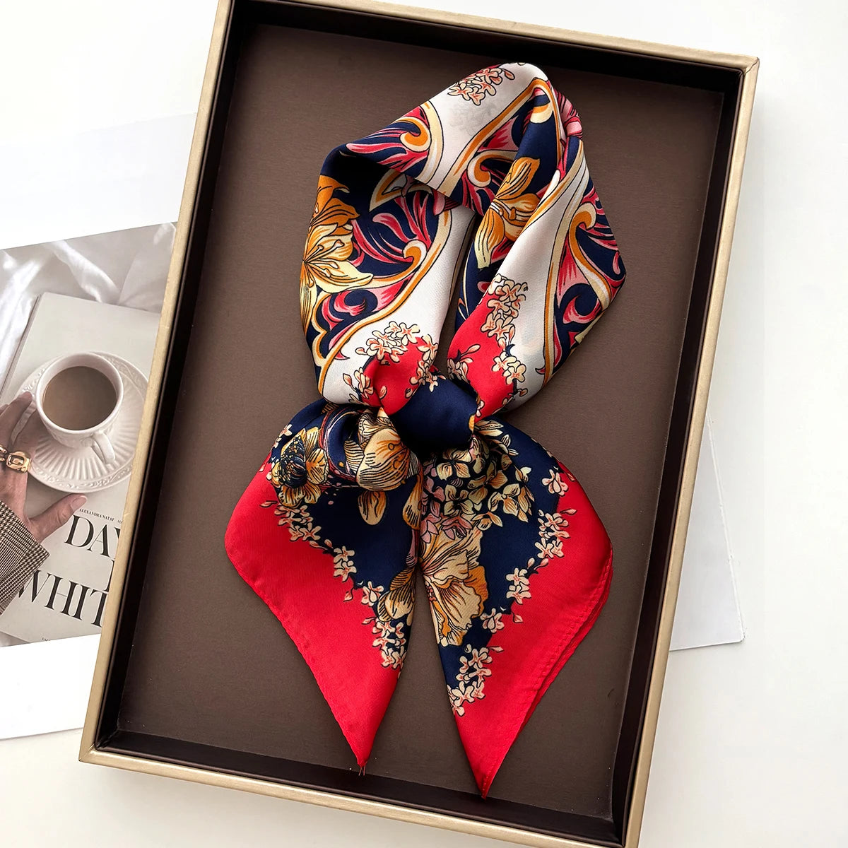 Satin Print Elegant Square Scarf
