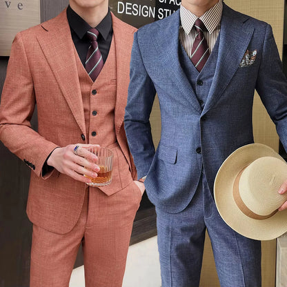 British Linen Slim Groom Suit Set