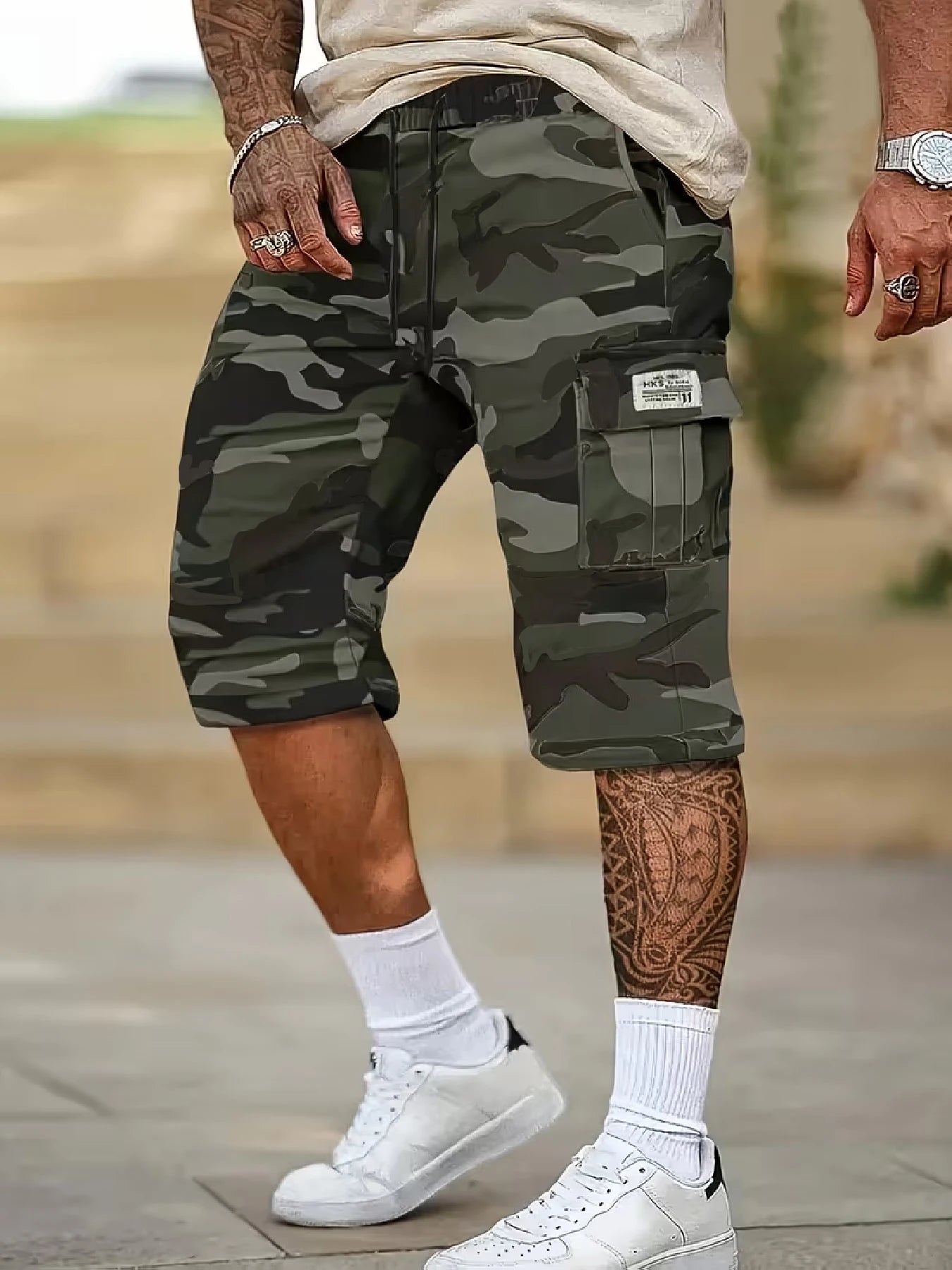 All-Over Print Cargo Shorts