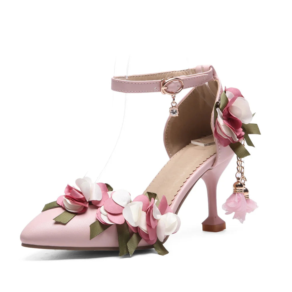 Floral Patchwork Ankle Strap Sandals