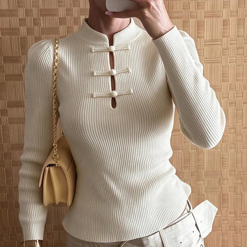 Slim Fit Button Pullover Sweater