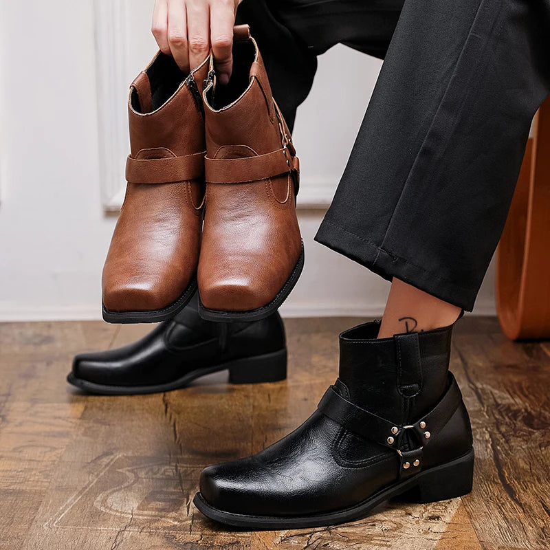 Genuine Leather Mid-calf Cowboy Boots