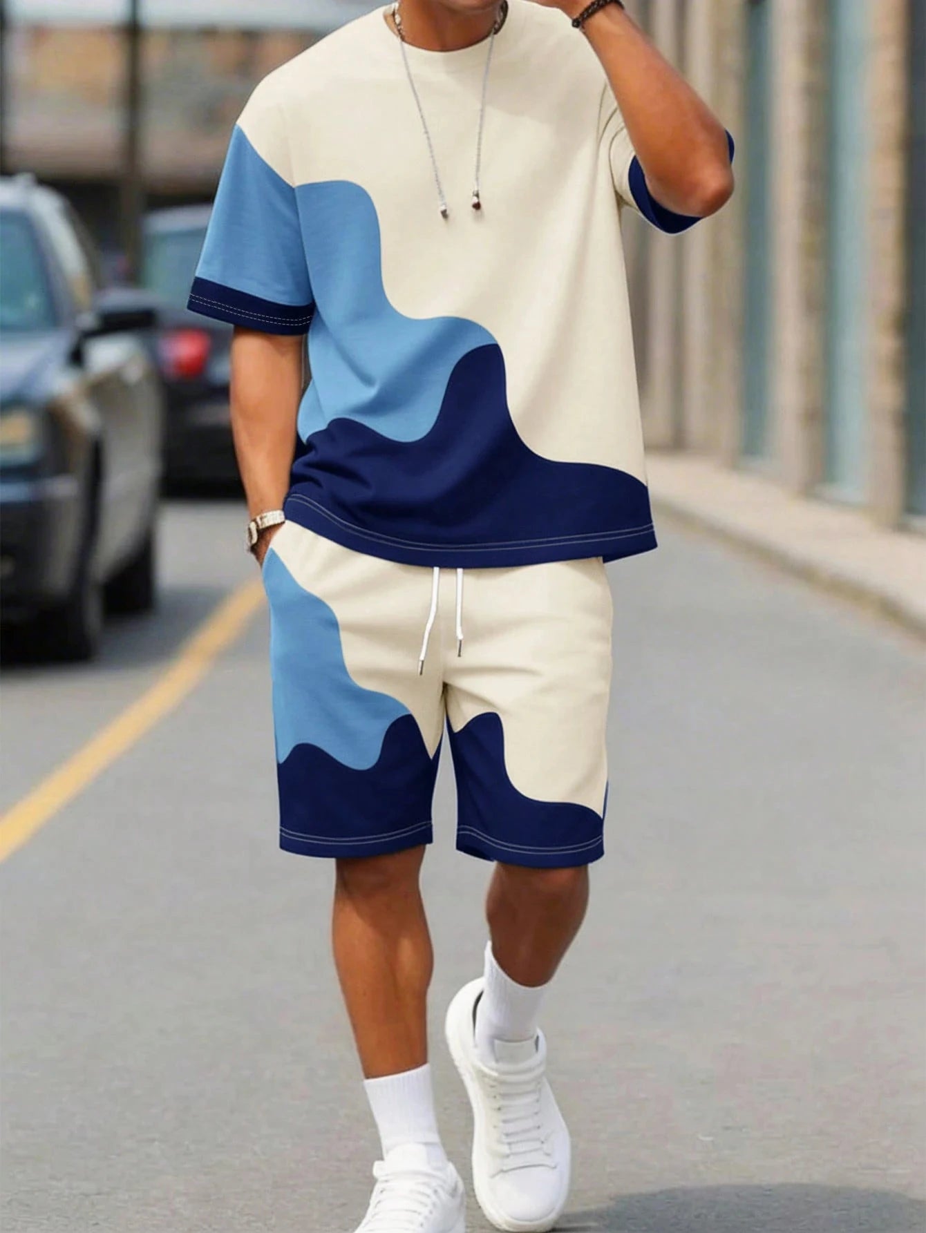 Athletic T-Shirt Drawstring Shorts Set