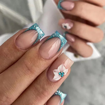 Pink Floral Press On Nails