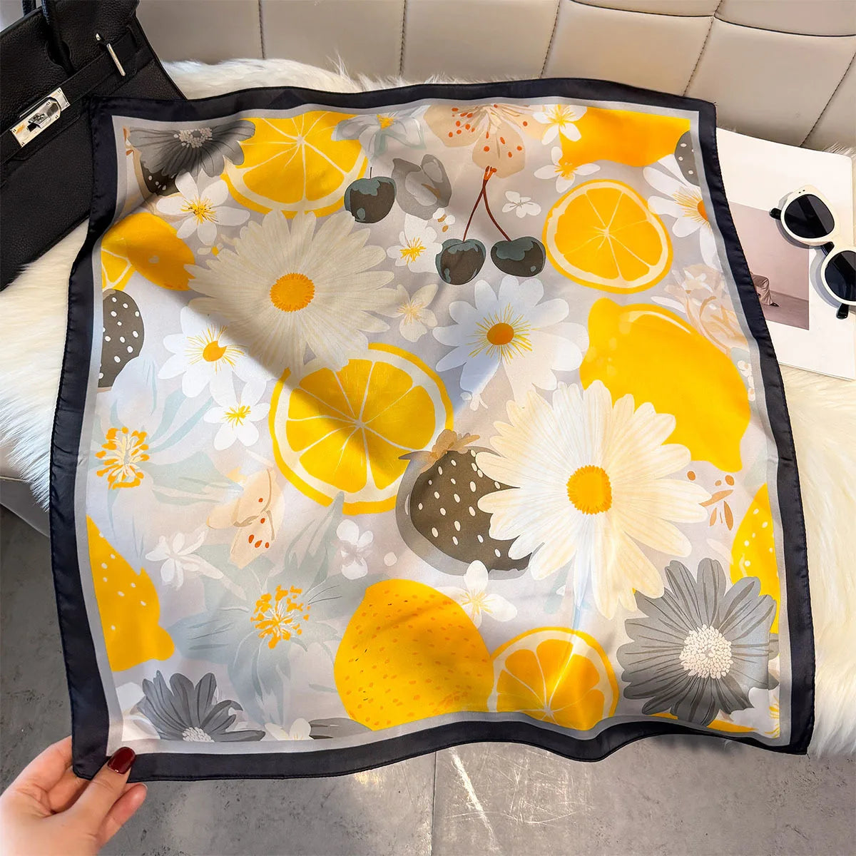 Fruit Print Korean Square Scarf
