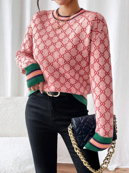 Diamond Print Knit Sweater