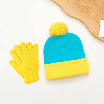 Cuffed Pom Beanie and Gloves Set