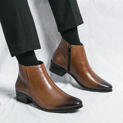 Black Leather Chelsea Ankle Boots