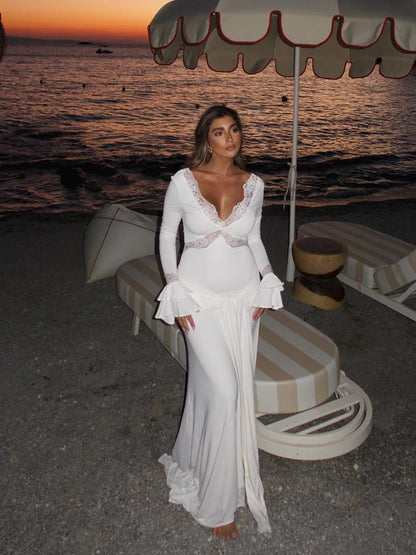 Long-Sleeve Lace Maxi Dress