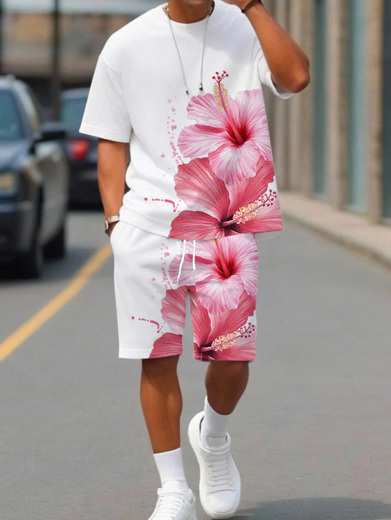 Athletic T-Shirt Drawstring Shorts Set