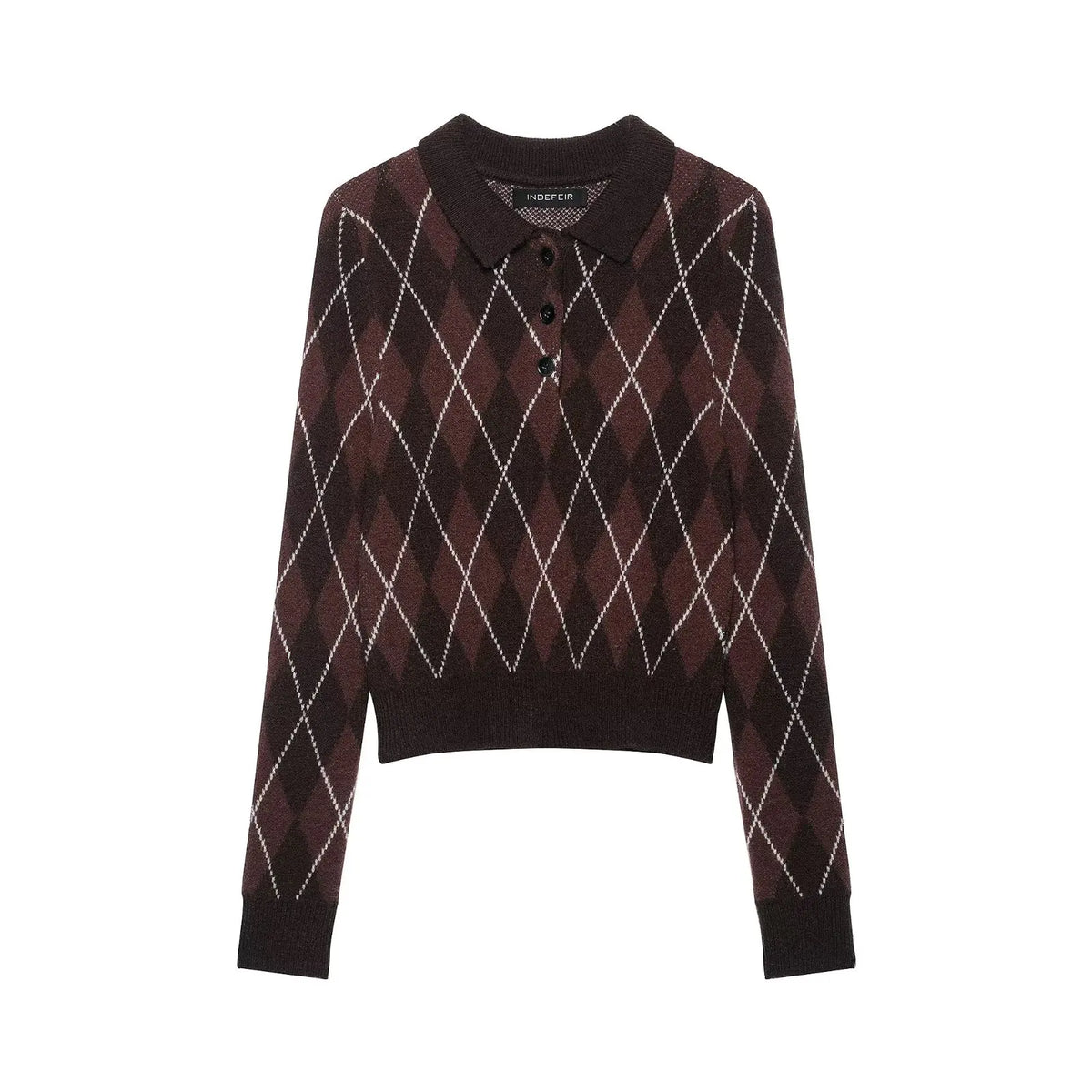 Argyle Polo Collar Sweater