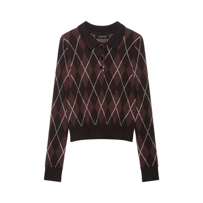 Argyle Polo Collar Sweater