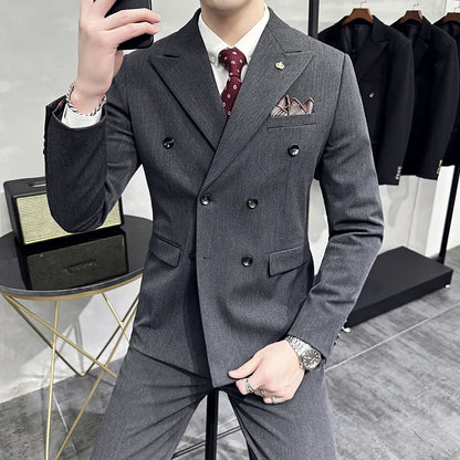 Double-Breasted Formal Groom Suit
