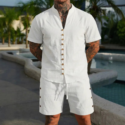 Linen Shirt Shorts Set